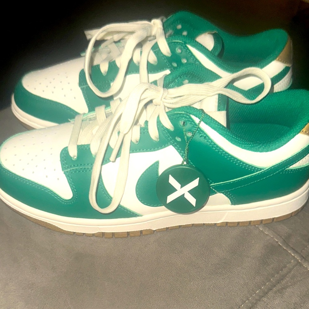 Nike green and gold  and White Sneakers